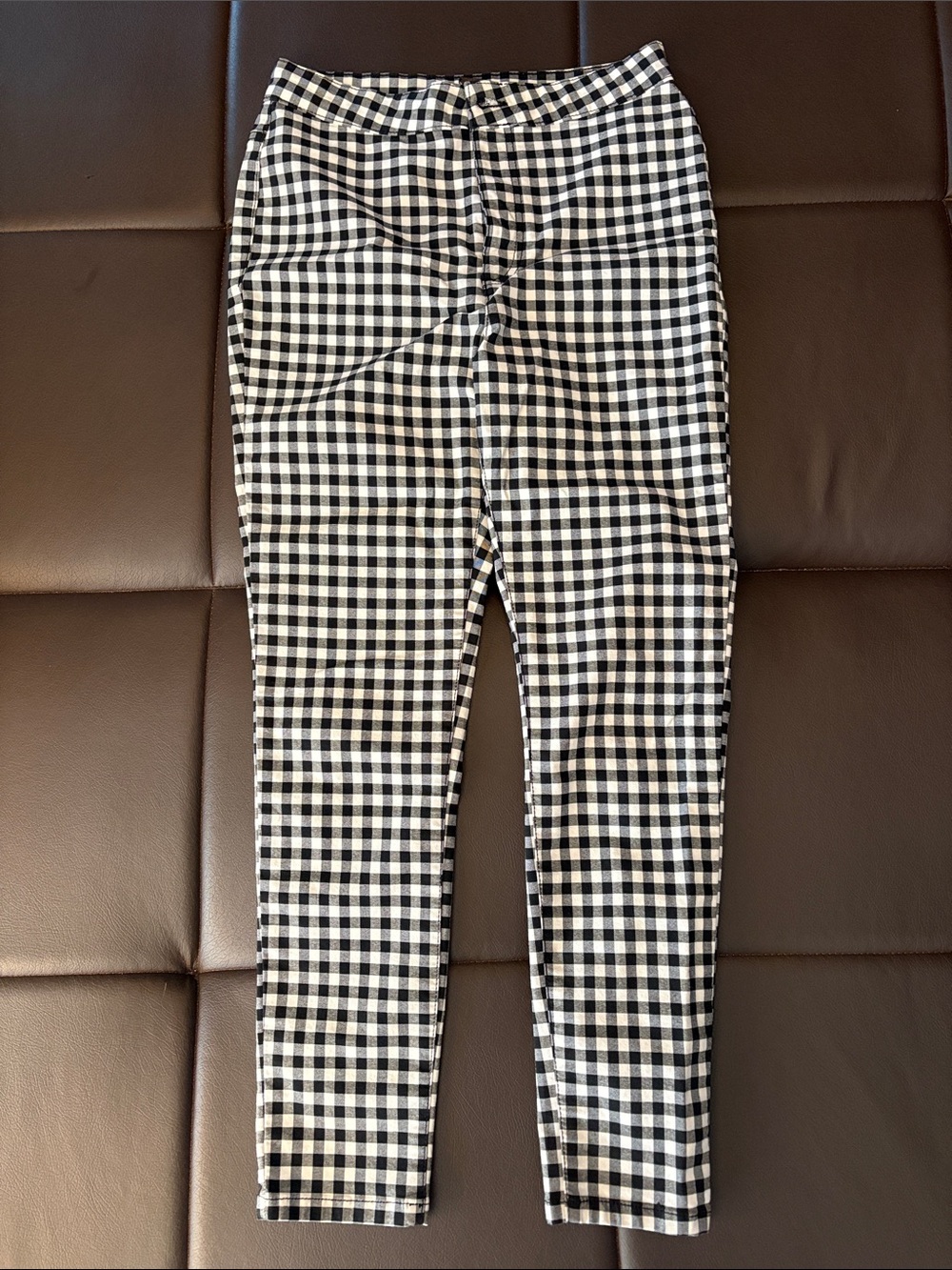 Free people black & White Gingham Stretch trousers
